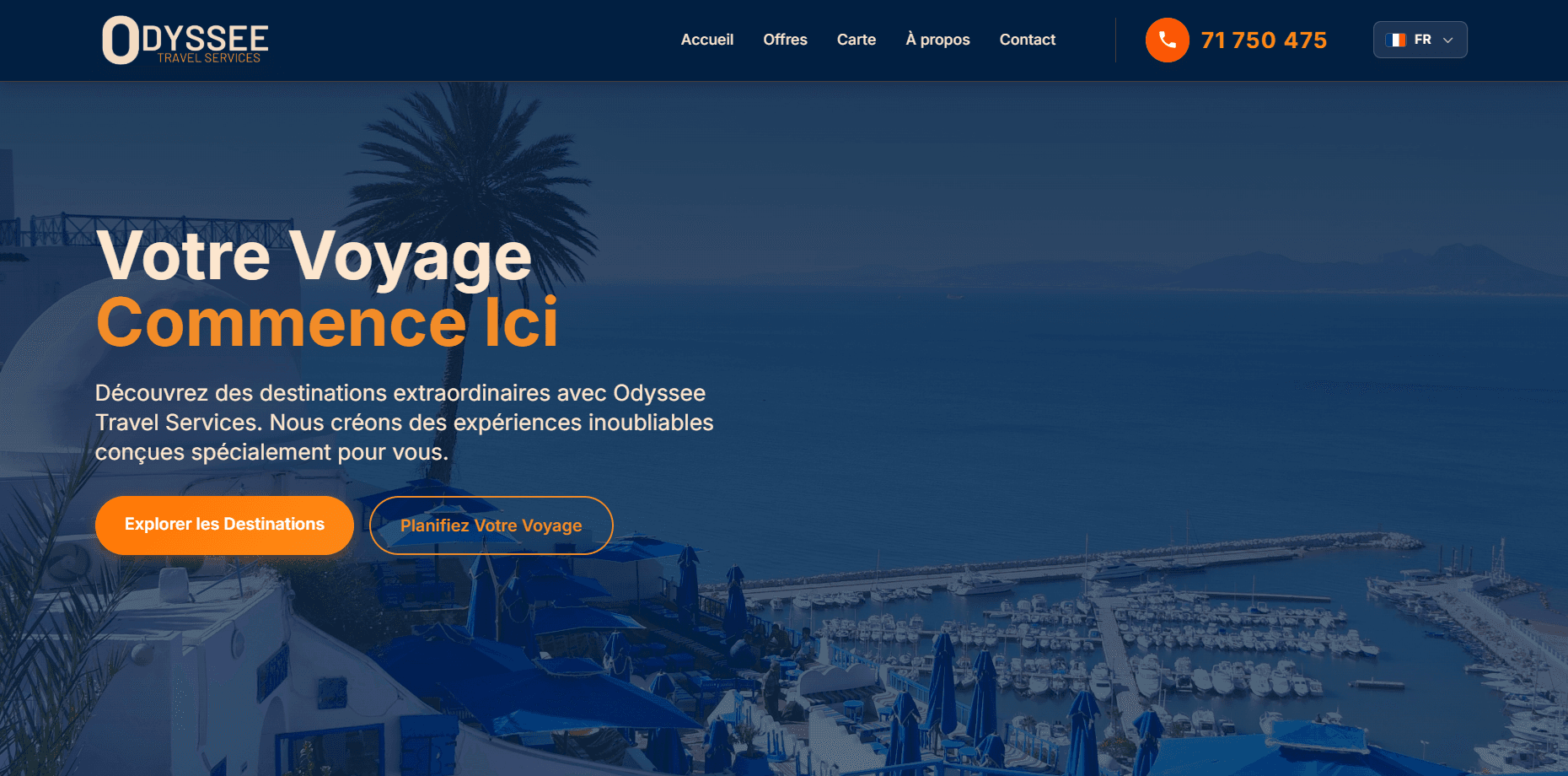 Odyssee Travel Services Landing Page